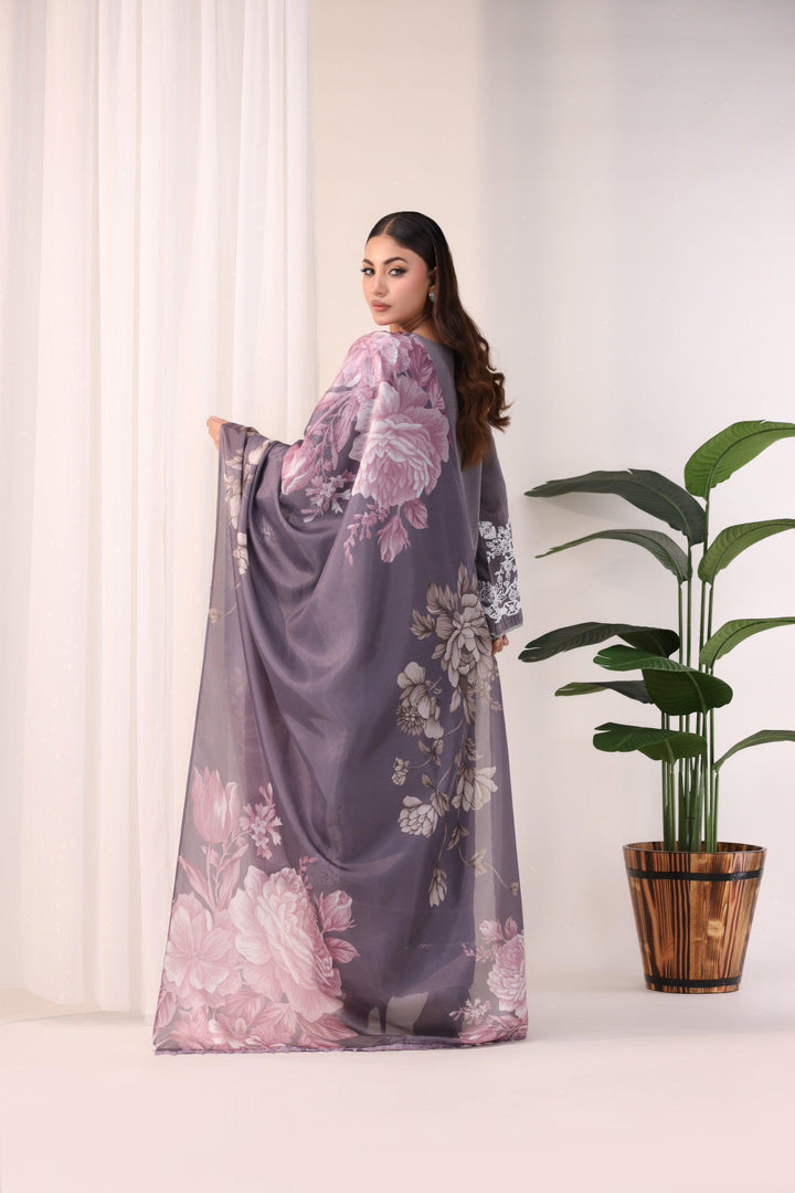 3 Piece Embroidered Suit Luxury Pret - AR-3396-Smoke - ARFARIWAJ