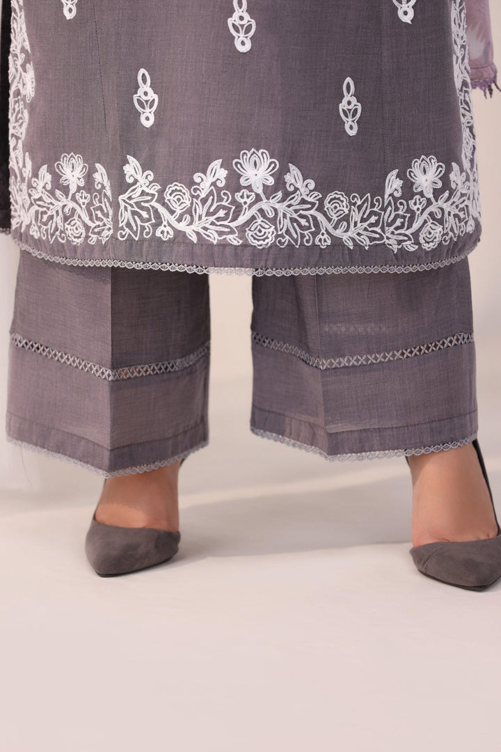 3 Piece Embroidered Suit Luxury Pret - AR-3396-Smoke - ARFARIWAJ
