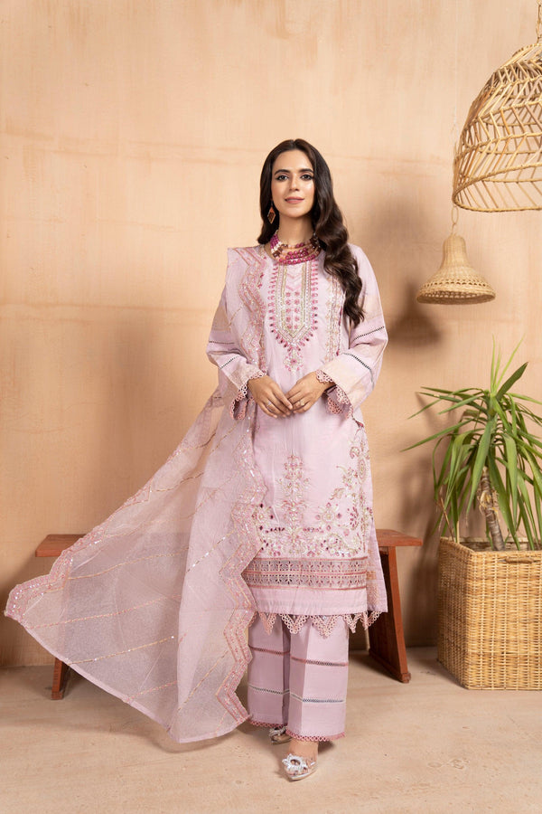 3 Piece Embroidered Suit Luxury Pret - AR-2945 (Snow Orchid) - ARFARIWAJ