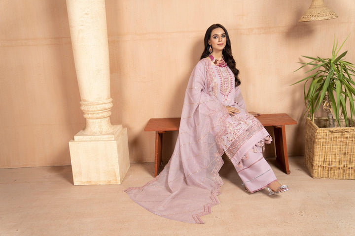 3 Piece Embroidered Suit Luxury Pret - AR-2945 (Snow Orchid) - ARFARIWAJ